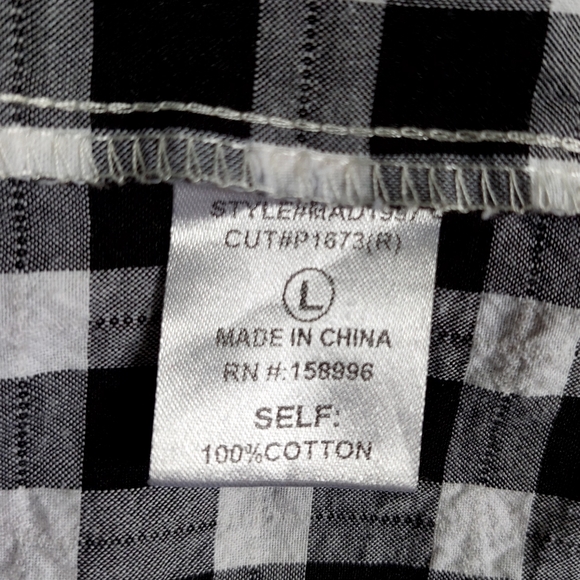 Gingham Black & White Puff Sleeve Square Neck Tiered Dress- Size L - Picture 4 of 10